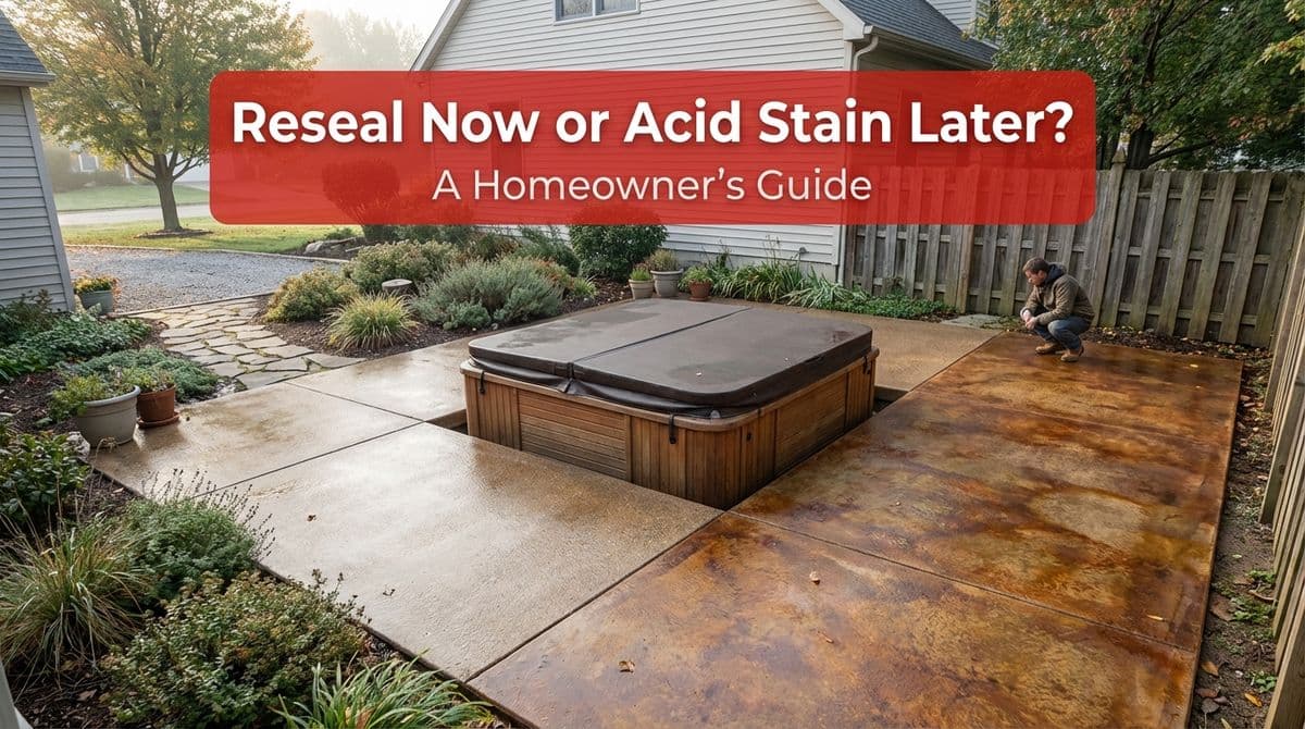 Featured post - Reseal Now or Acid Stain Later on a Hot Tub Patio?